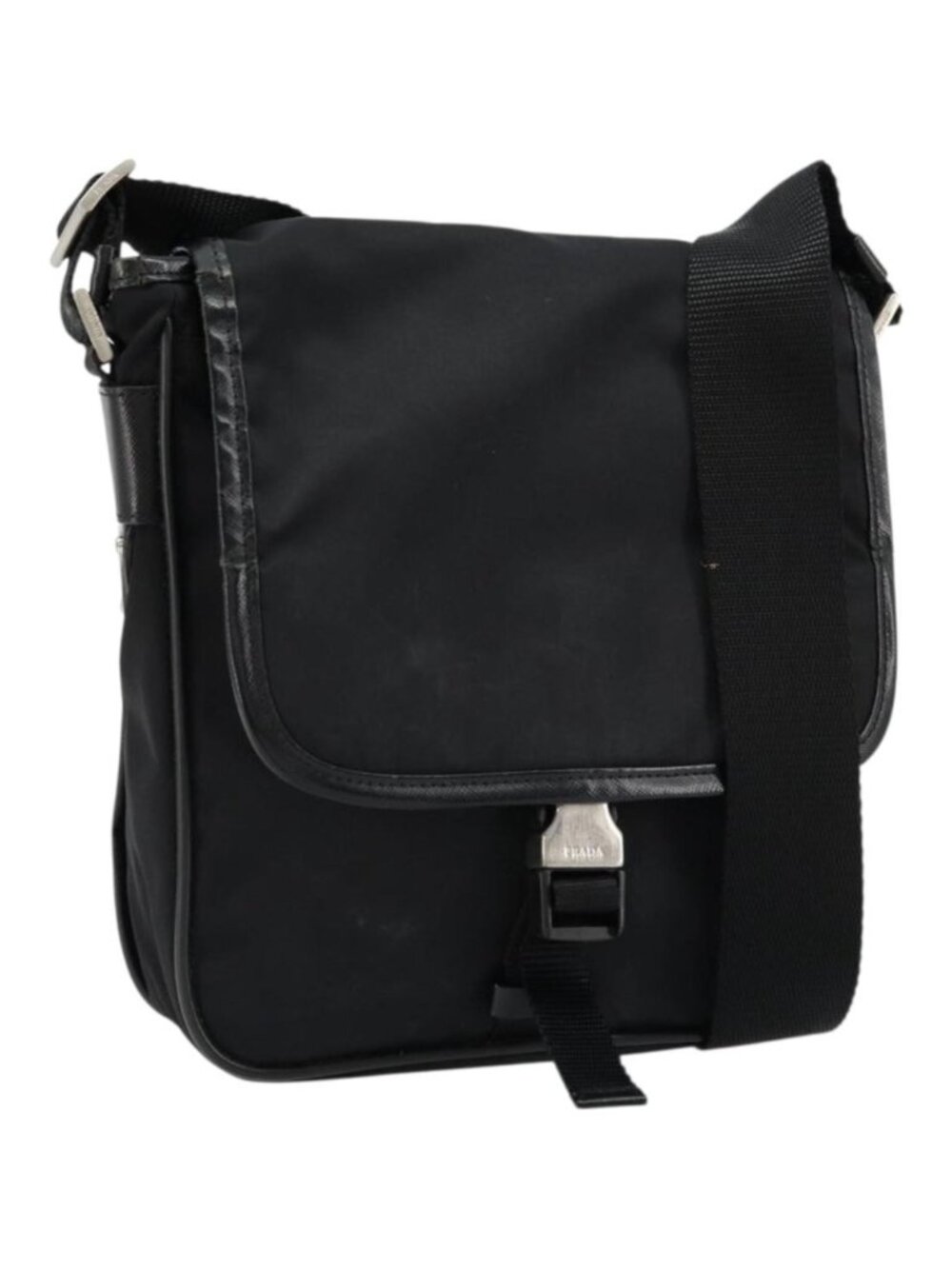 PRADA Shoulder Bag Nylon Black Silver